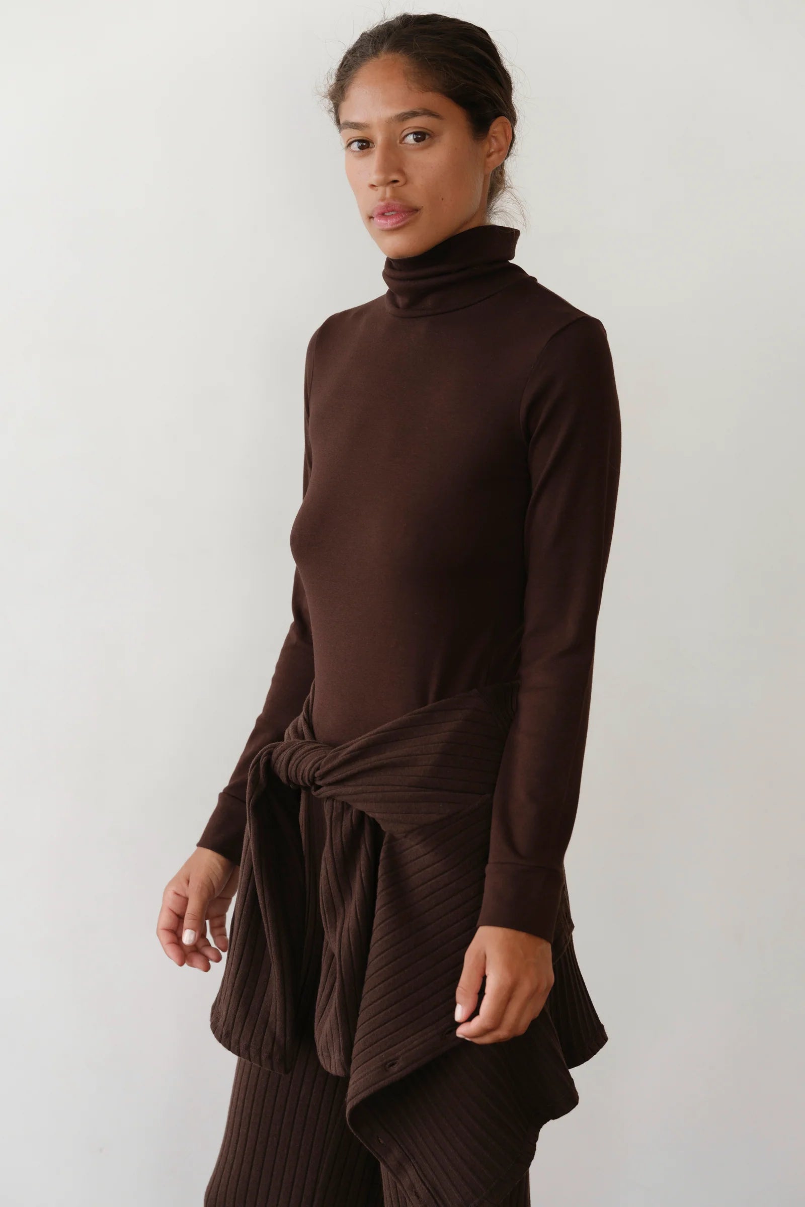 Donni Rib Turtleneck in Espresso | Shop Eleanor - Women's Essentials