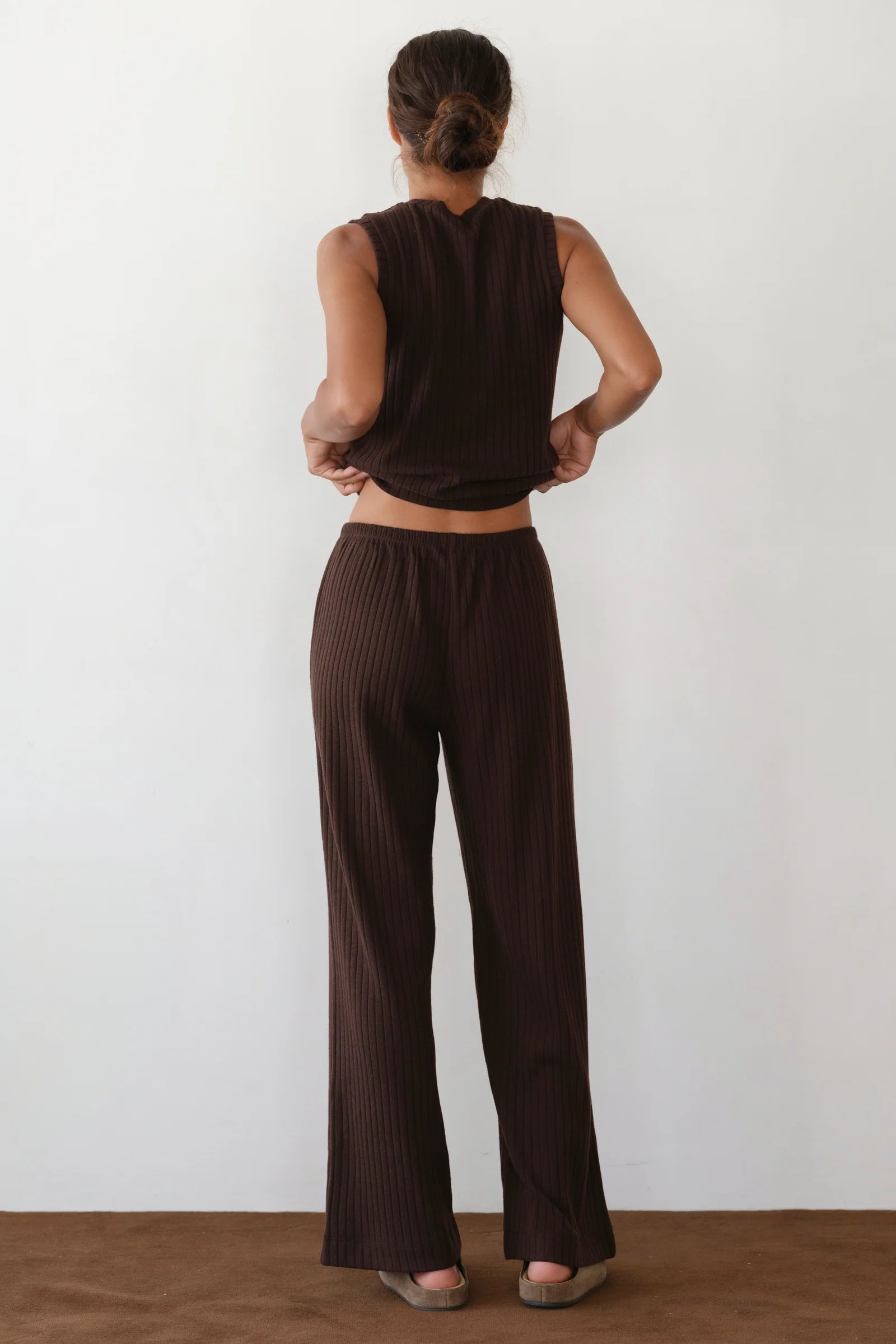 Donni Sweater Rib Simple Pant in Espresso | Shop Eleanor - Women's Elevated Loungewear