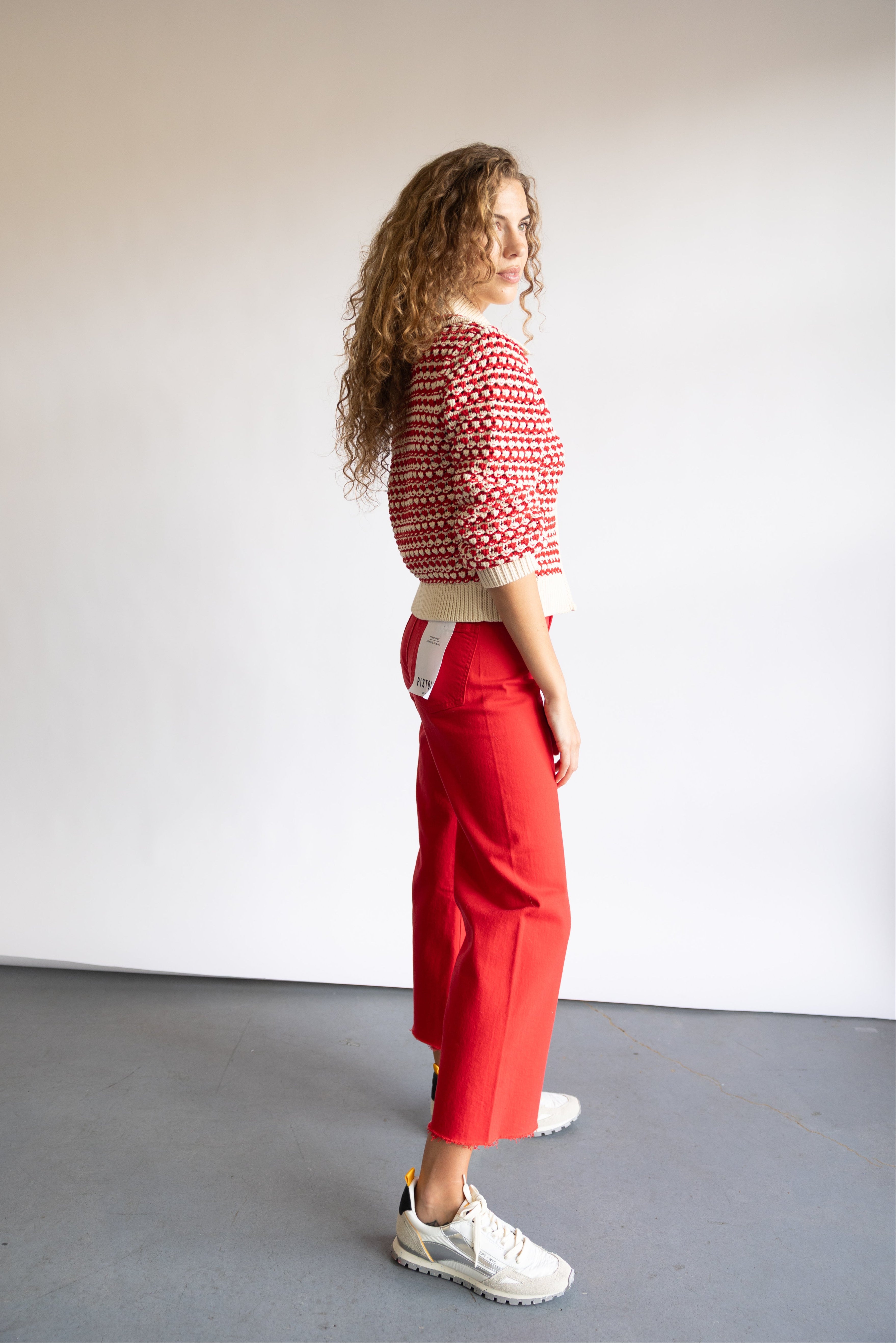 Pistola Penny High Rise Wide Leg Crop Jeans in Ruby | Shop Eleanor