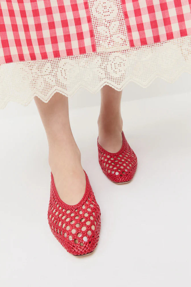 Loeffler Randal Emery Crochet Ballet Flat in Red | Shop Eleanor