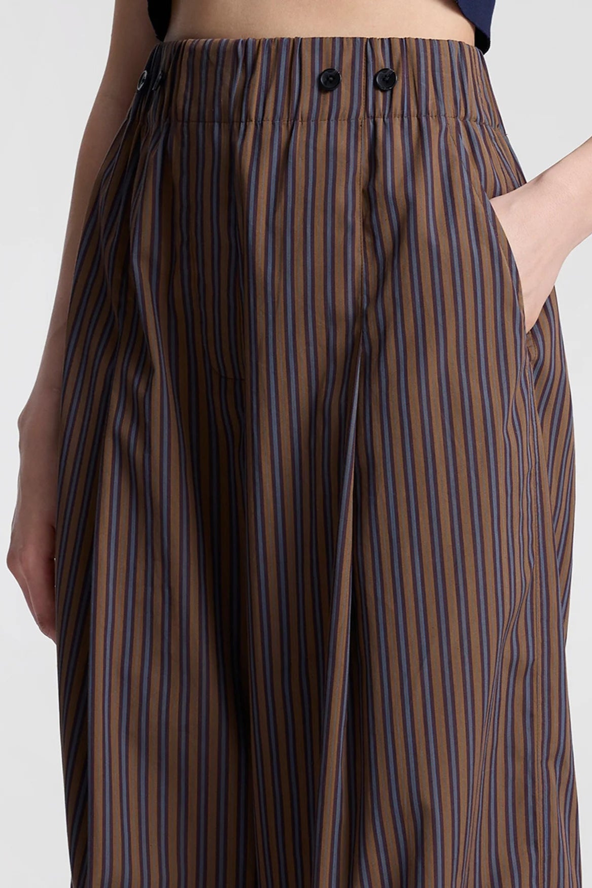 A.L.C. Emmett Striped Cotton Wide Leg Pant in Brown/Blue | Shop Eleanor - Women's Online Designer Clothing Boutique based in CO