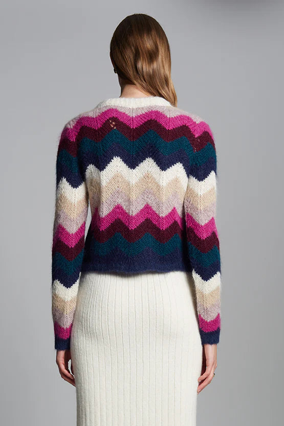 hand-knit crewneck sweater made from alpaca/wool blend soft yarn that isn't itchy