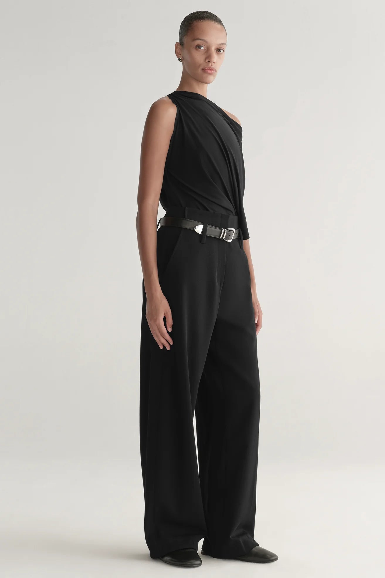 A.L.C. Emi One Shoulder Asymmetrical Draped Top in Black | Shop Eleanor - Women's Designer Apparel in Colorado