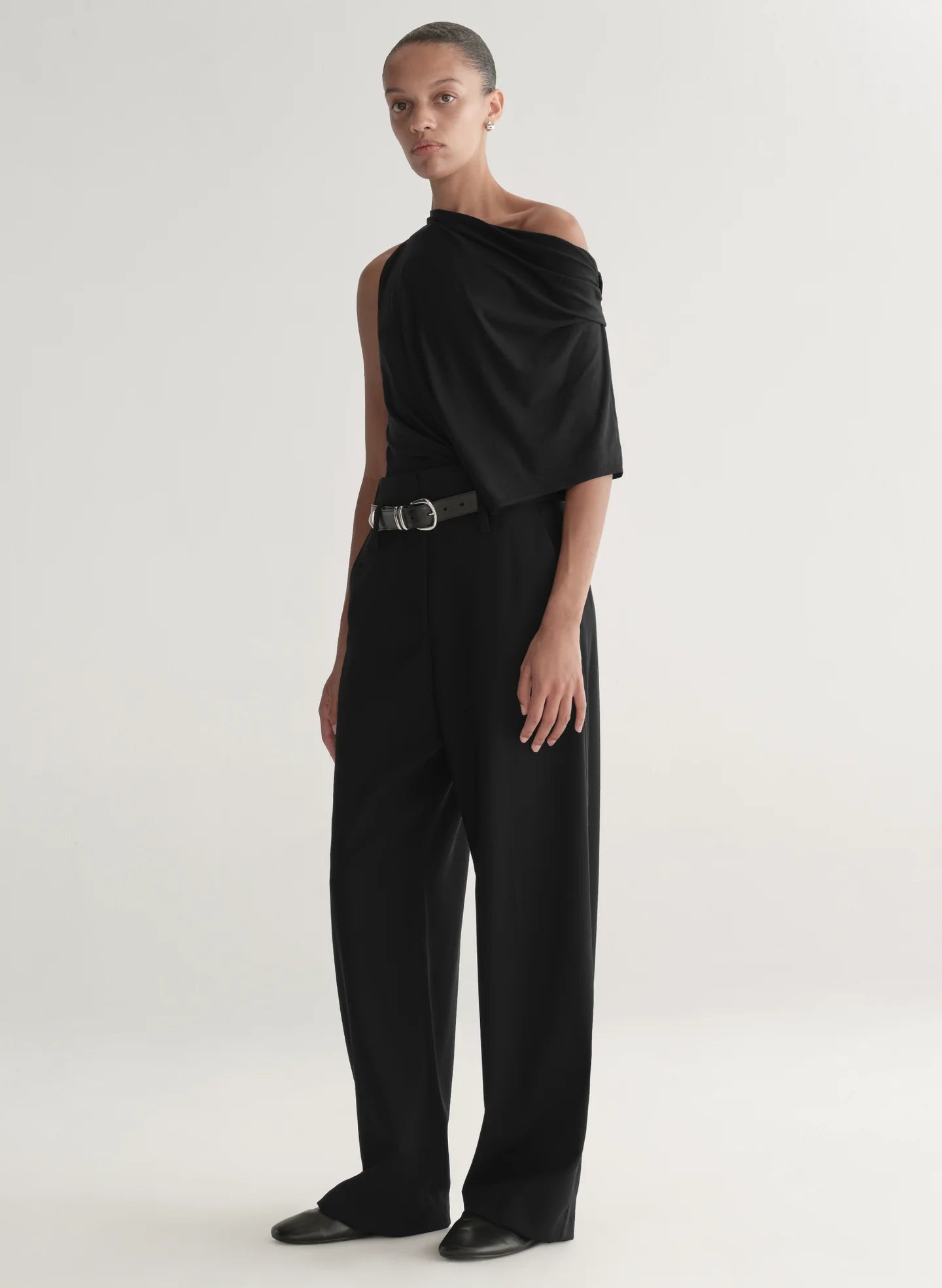 A.L.C. Emi One Shoulder Asymmetrical Draped Top in Black | Shop Eleanor - Women's Designer Apparel