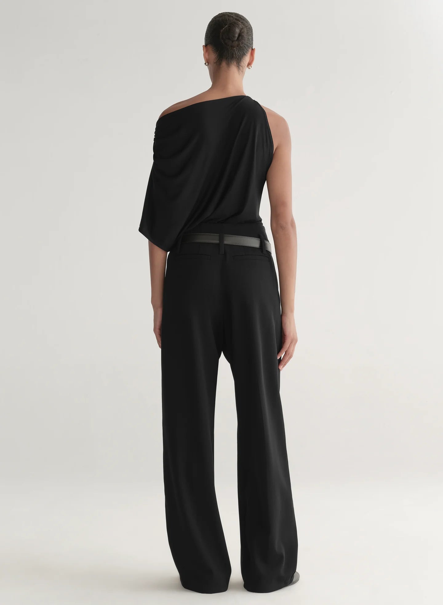 A.L.C. Emi One Shoulder Asymmetrical Draped Top in Black | Shop Eleanor - Women's Designer Apparel
