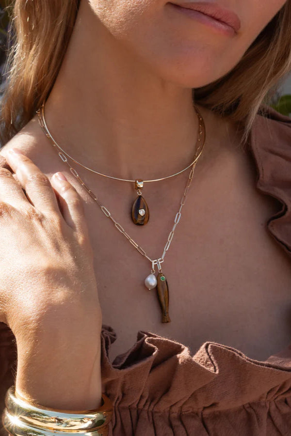 Thatch Fortuna Tigers Eye Carved Stone Charm | Shop Eleanor