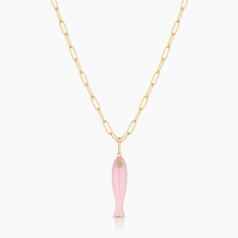 Fortuna Pink Jade Fish Charm