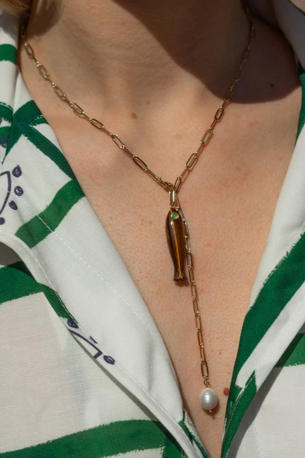 Thatch Fortuna Tigers Eye Lucky Fish Charm | Shop Eleanor