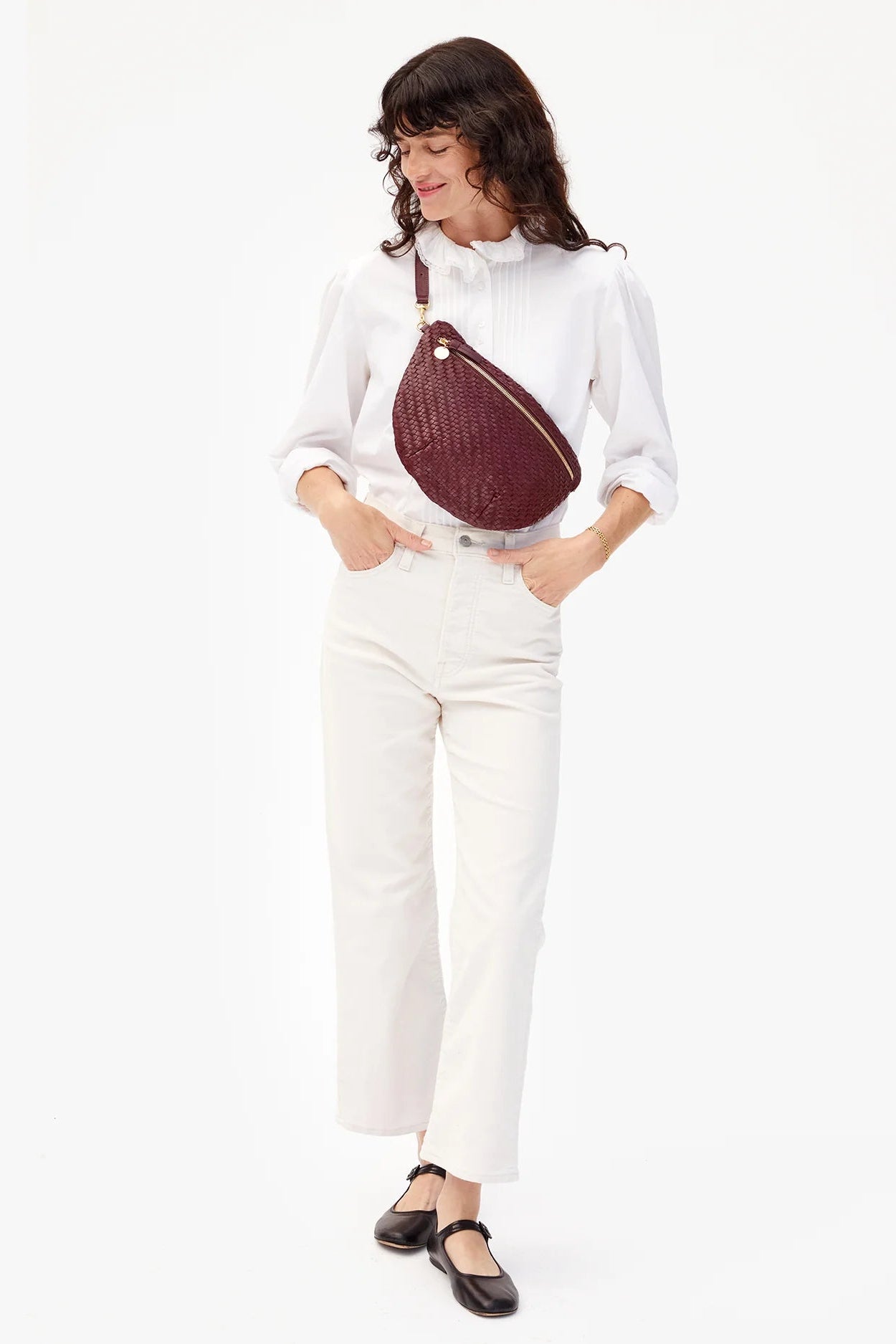 Woven Checkered Leather Crossbody Bag by Clare V. | Women's High-quality purses and bags near Denver