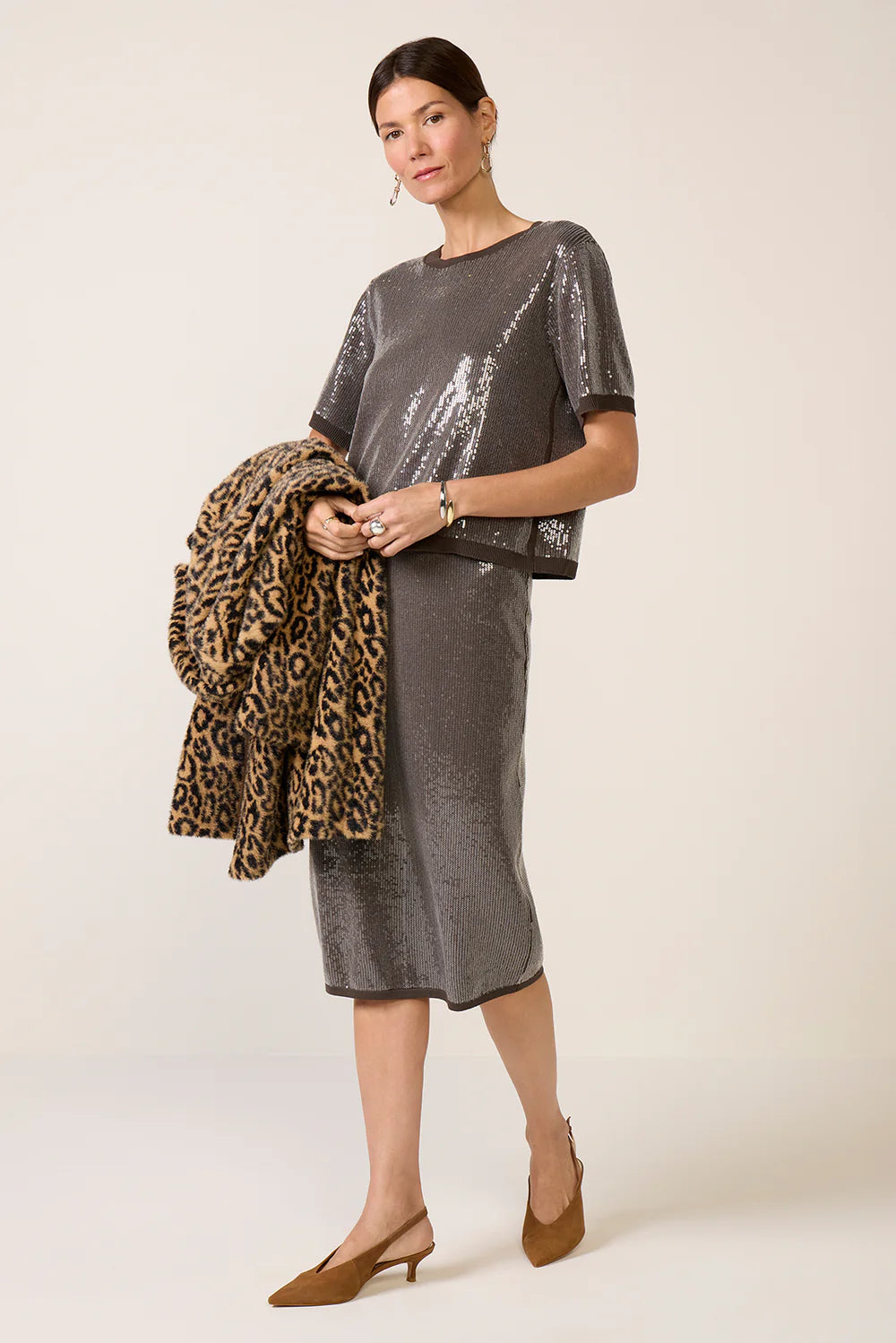 Sanctuary Sparkle Sequin Short Sleeve Sweater in Ink | Shop Eleanor - Women's Affordable Designer Apparel