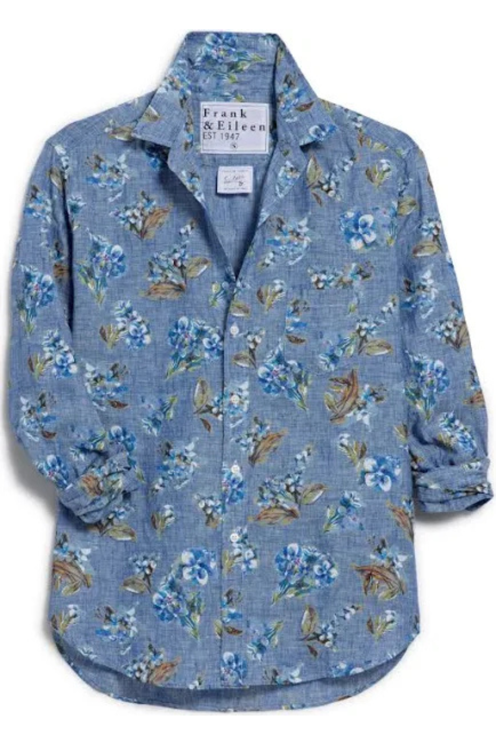 Frank & Eileen Relaxed Button-Up Shirt in Blue Floral/Bird | Shop Eleanor - Women's Online Designer Clothing Boutique based in Louisville, CO