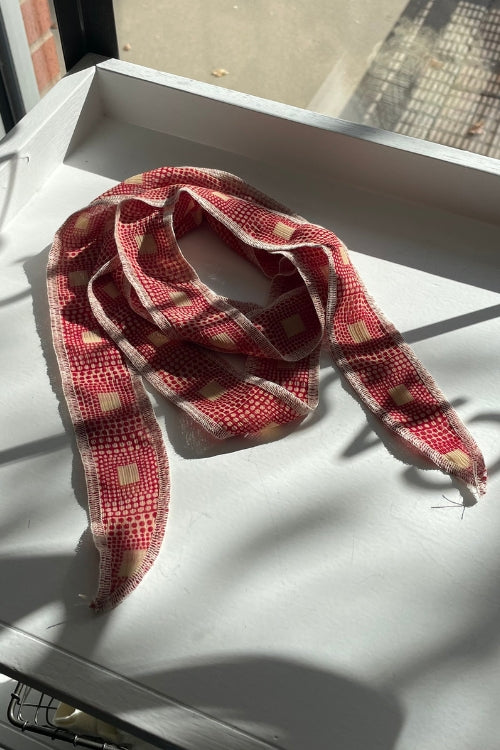 Regular Neck Scarf/Tie - Red Silk Geo