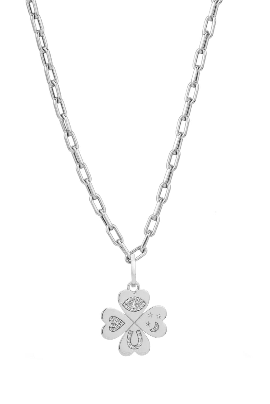 Adina Reyter Luxury Charm Diamond Clover Charm in Silver | Shop Eleanor