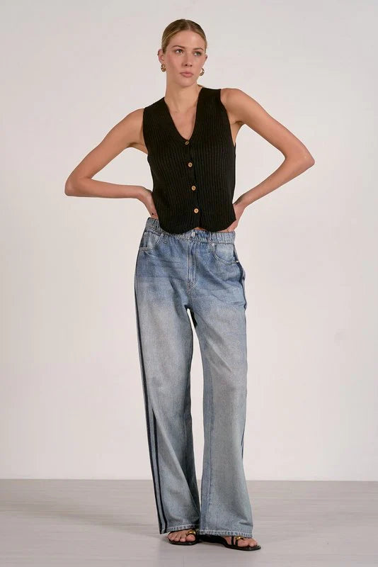 Faux denim sweatpants