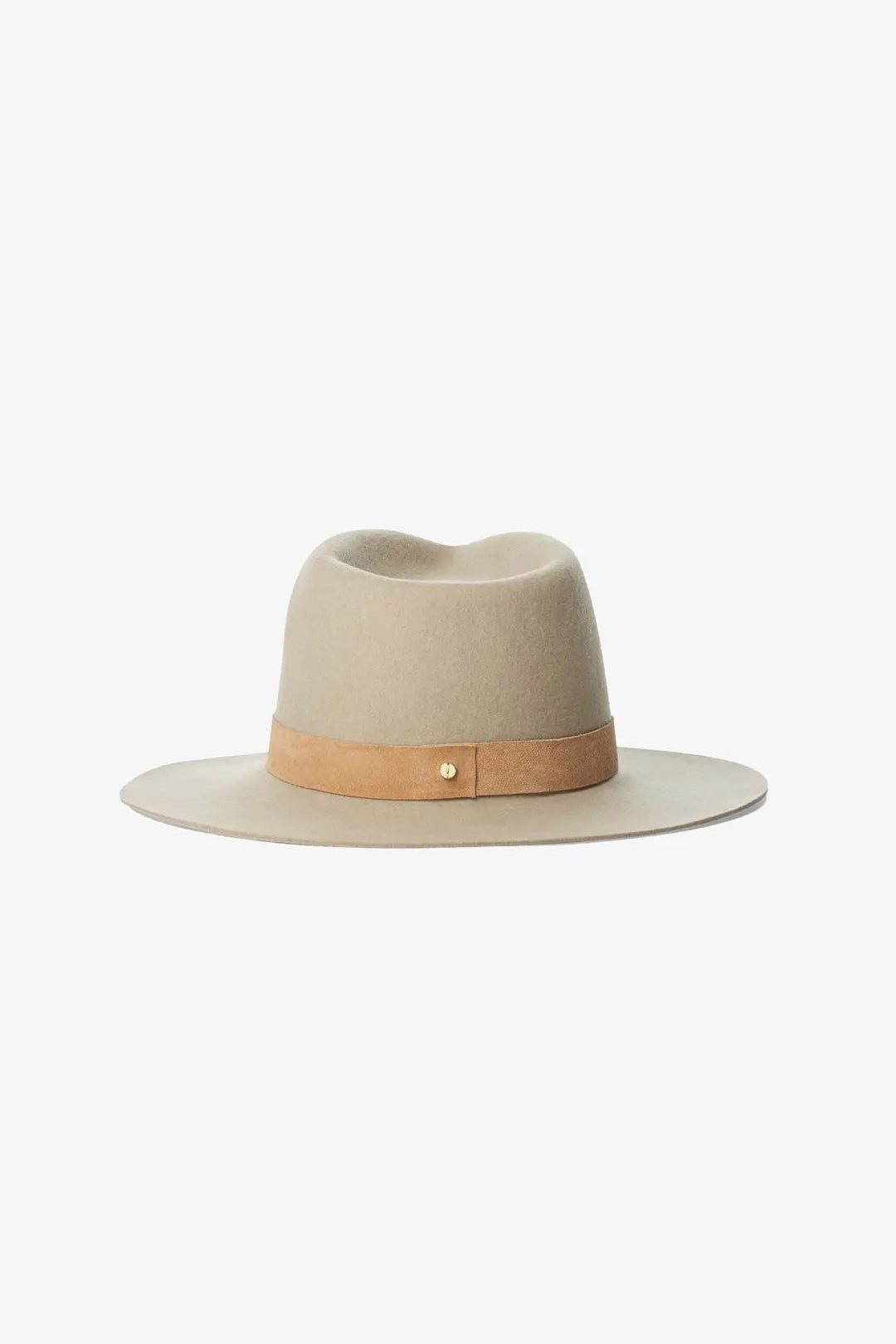Beige hat with a brown band by Janessa Leoné | Luxury Hats for the Colorado Woman