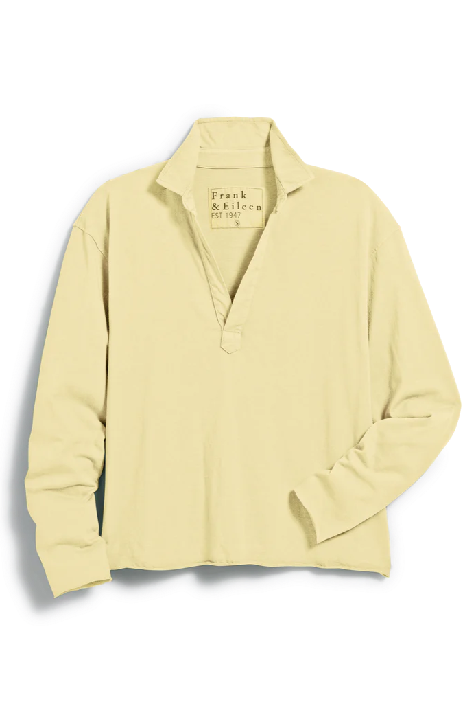 Frank & Eileen Patrick Longsleeve Collared Henley in Canary | Shop Eleanor
