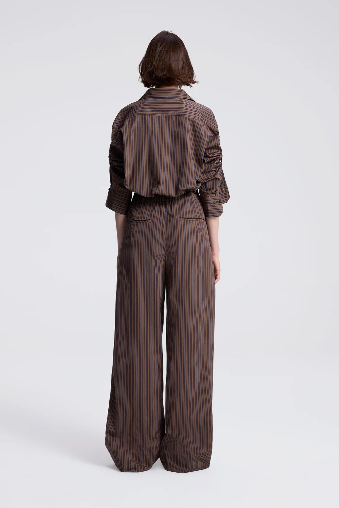 A.L.C. Leo Striped Cotton Shirt in Brown/Blue | Shop Eleanor - Women's Designer Apparel Boutique In Louisville, CO