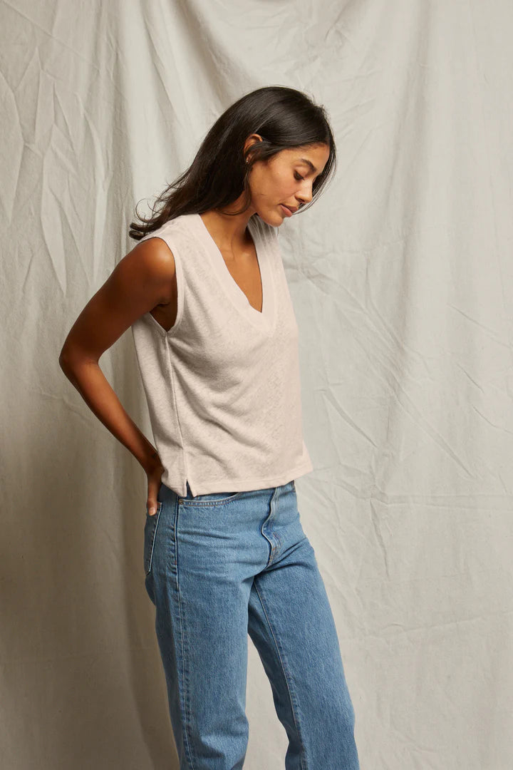 perfect white tee Lucy V-Neck Sleeveless Tank in Oatmeal | Shop Eleanor - Women's Online Designer Clothing Boutique Based in Colorado