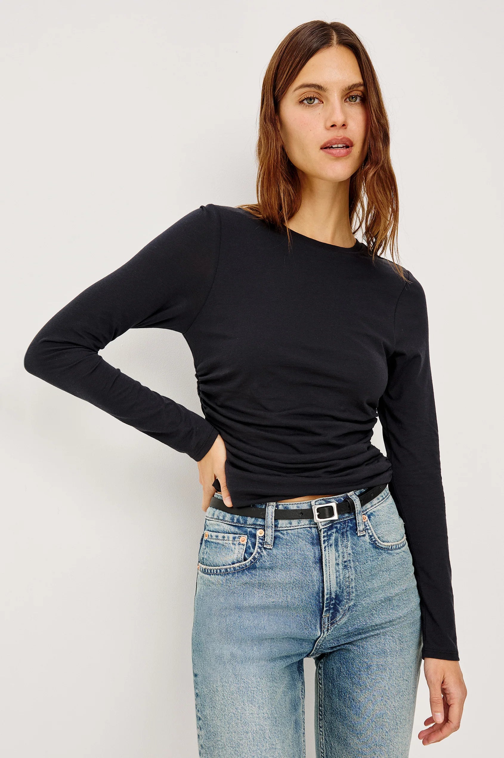 Rails Melle Top Ruched Top in Black | Shop Eleanor - Women's Designer