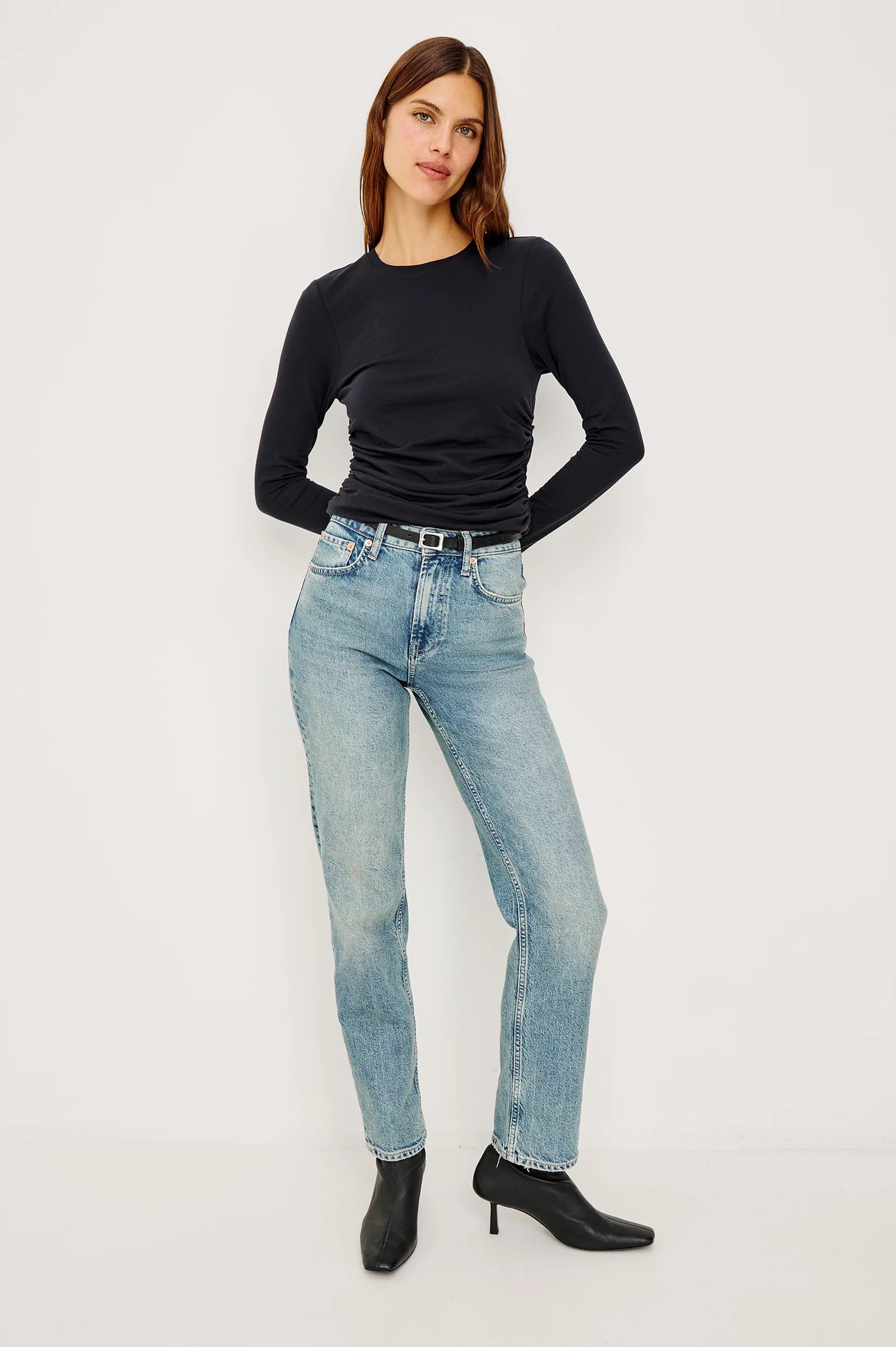 Rails Melle Top Ruched Top in Black | Shop Eleanor - Women's Designer