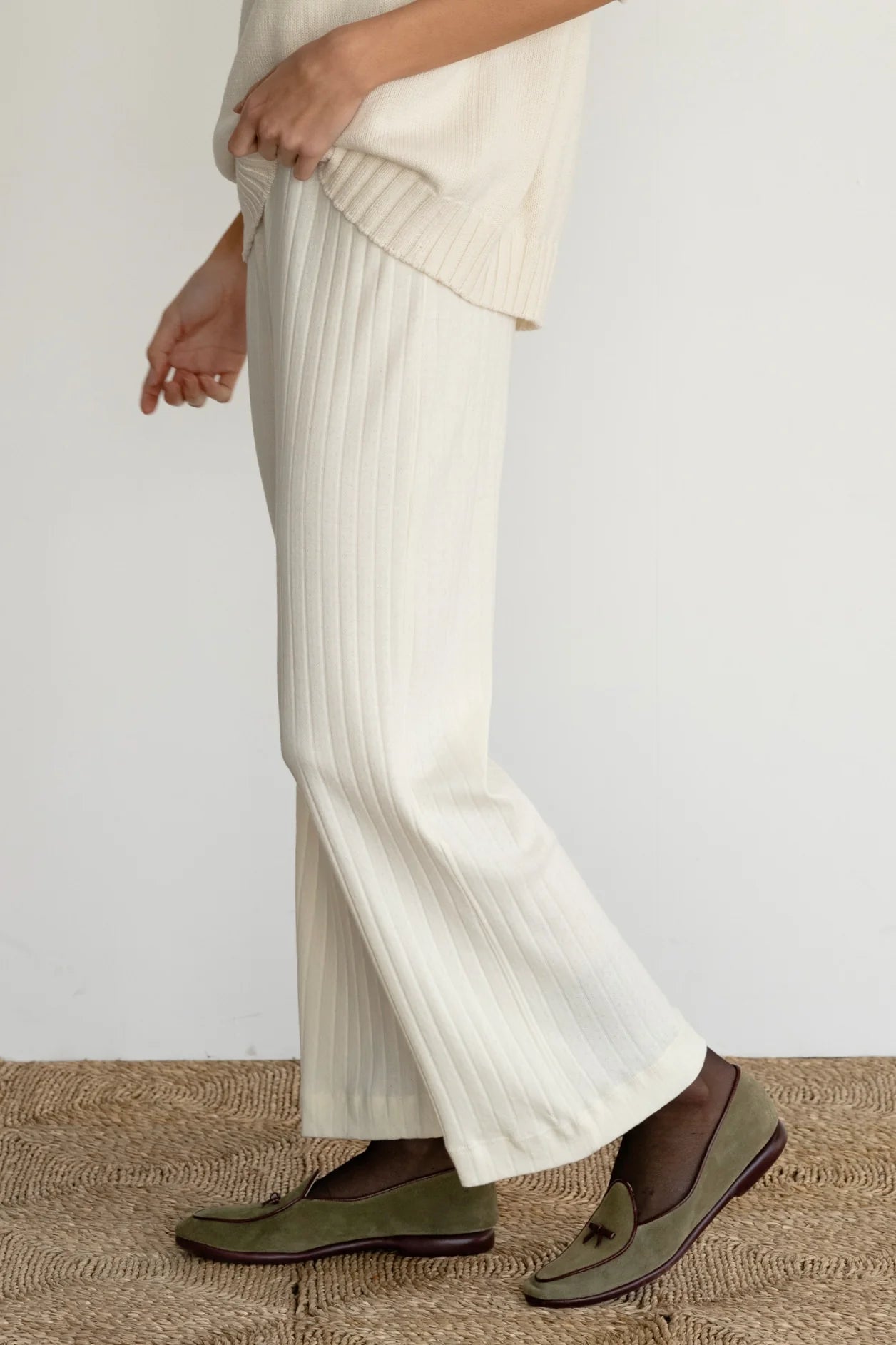 Donni Pointelle Simple Crop Pant in Creme | Shop Eleanor