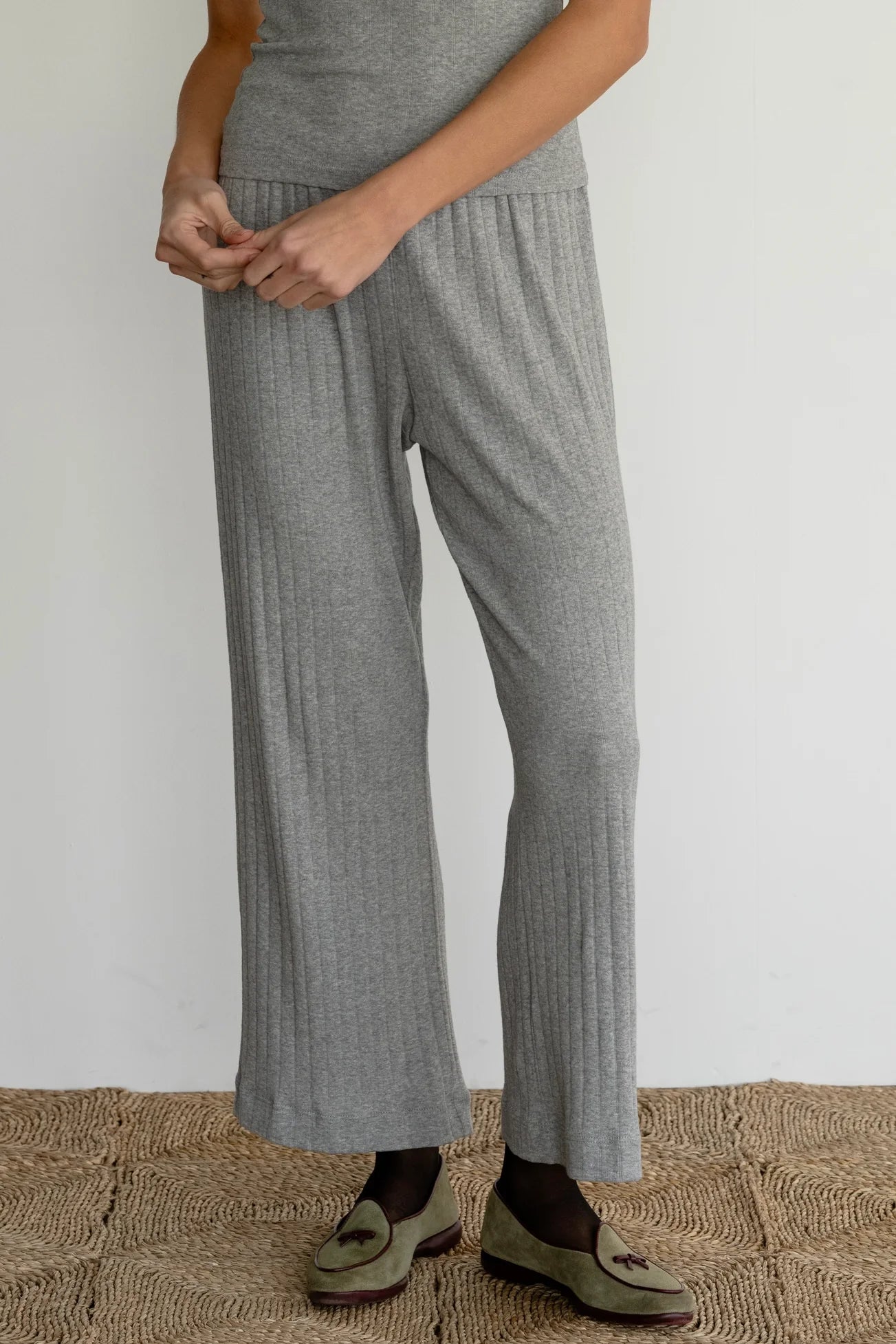 The Donni Pointelle Simple Crop Pant in Grey | Shop Eleanor