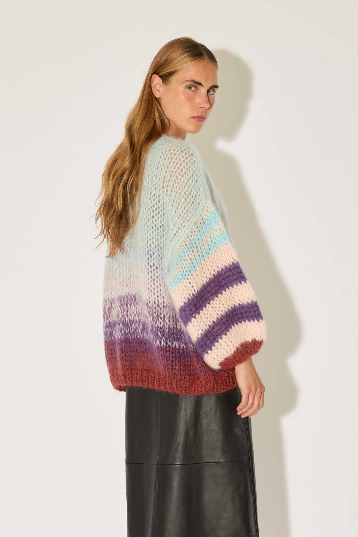 Handmade, high-quality purple and light blue mohair sweater | Shop Eleanor