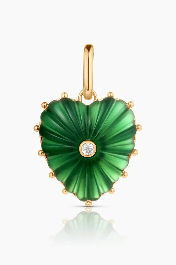 Thatch Jewelry Malene Green Jade Heart Charm | Shop Eleanor