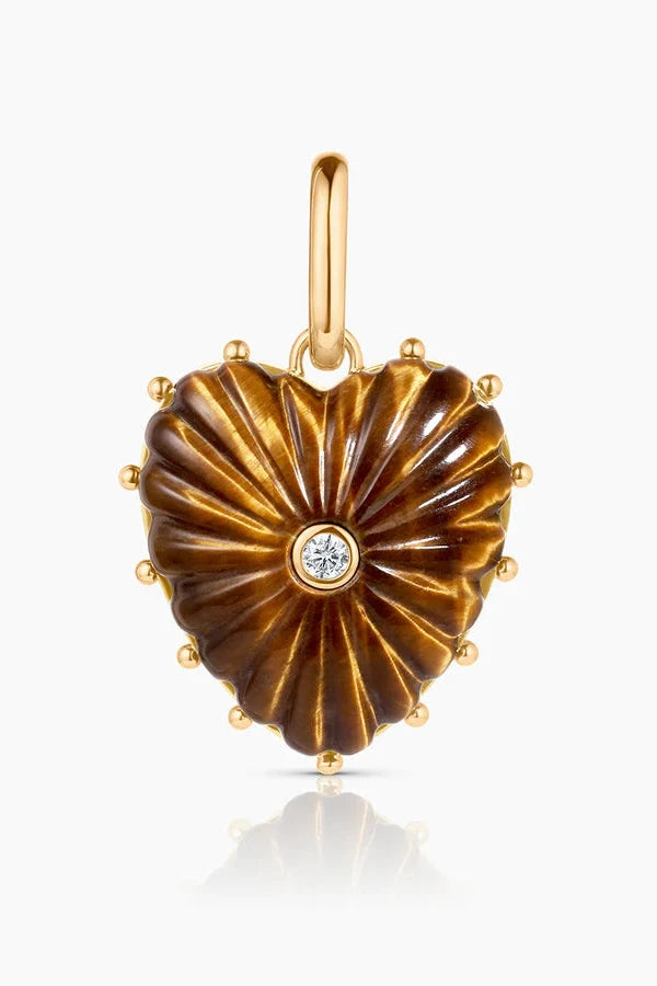 Heart Shape Tiger Eye Stone Pendant Charm with 14k Gold plating | Shop Eleanor - Thatch Jewelry