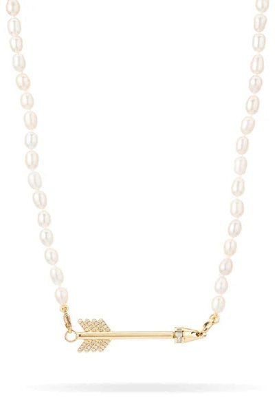 Adina Reyter Diamond Arrow Charm for Big Beads on Pearl Necklace | Shop Eleanor