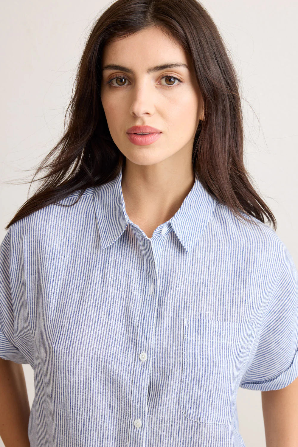 Not Monday Scarlett Button Down Shirt in Blue and White Stripe | Shop Eleanor