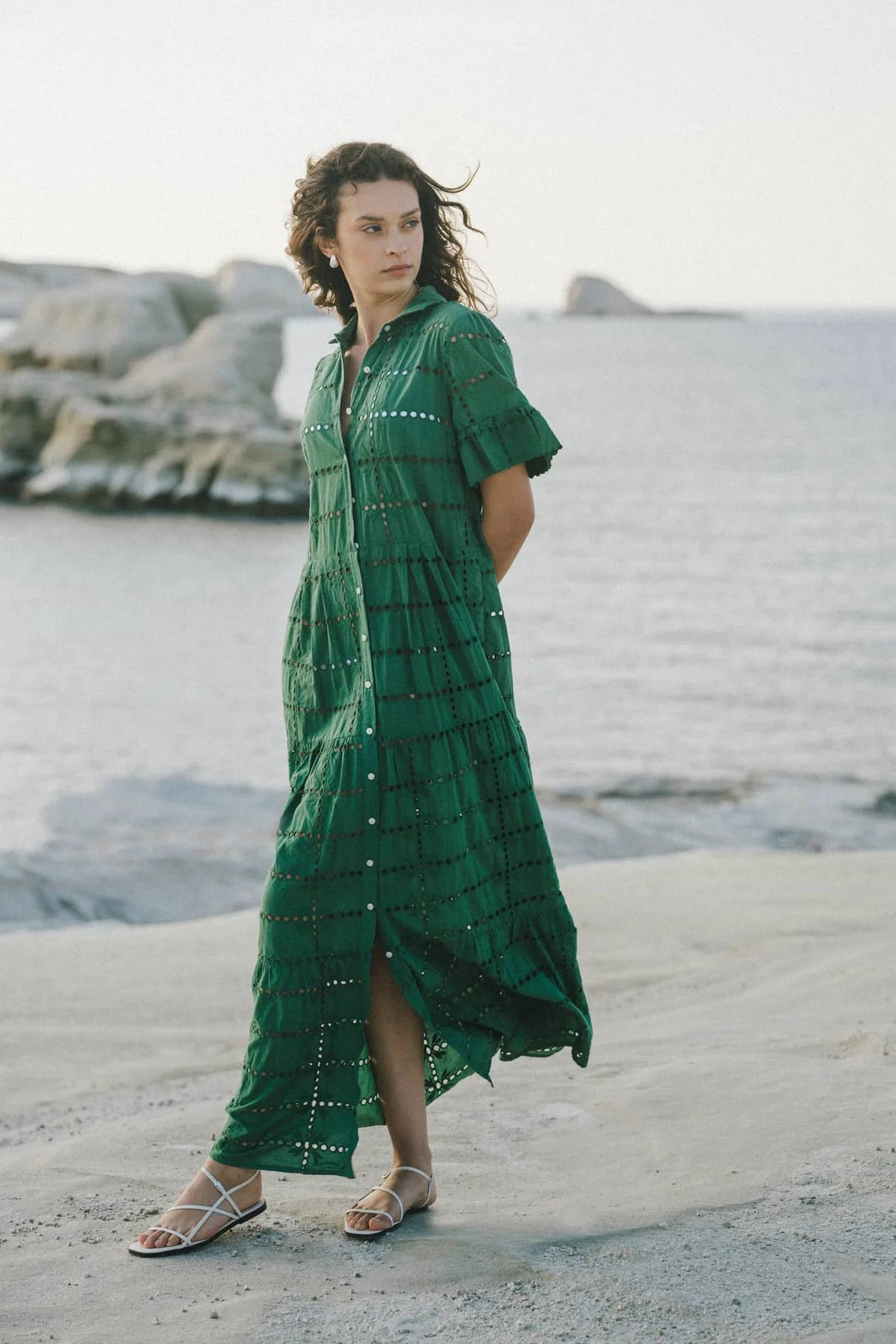 Trovata Martine Dress in Emerald Eyelet | Shop Eleanor Boutique - Women's Luxury Clothing in Louisville, CO