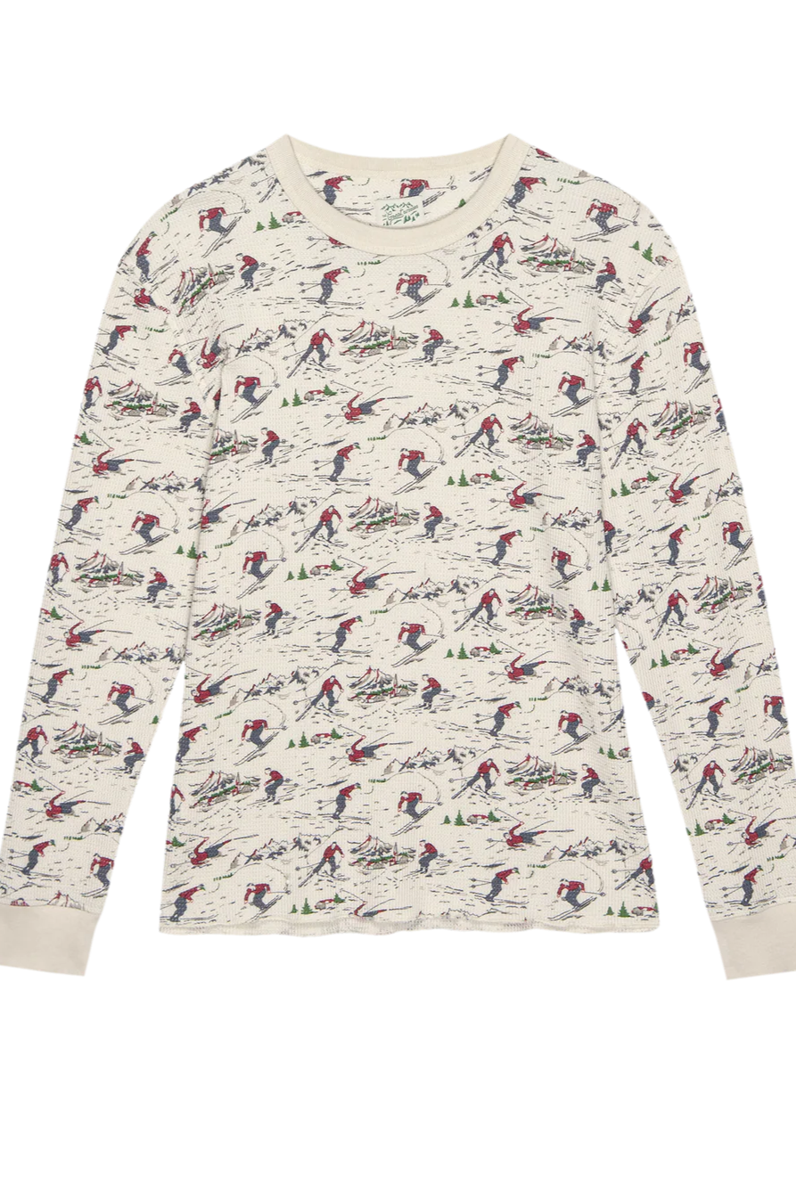 Long sleeve thermal pajama top with skier print | Shop Eleanor - Women's Apparel Boutique in Colorado