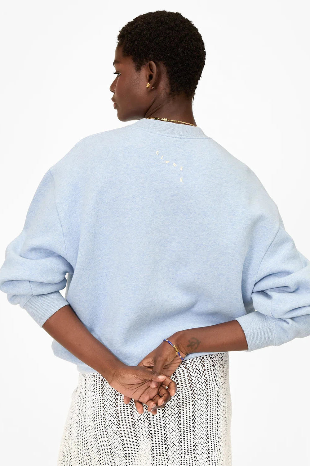 The Clare V. Liberez Les Sardines Sweatshirt in Heather Blue | Shop Eleanor