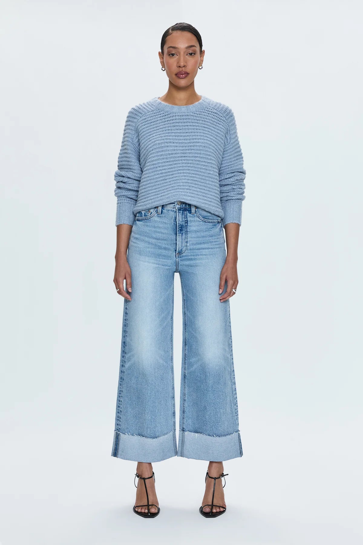 Pistola Lana High Rise Ultra Wide Crop Jean in Snowcat | Shop Eleanor