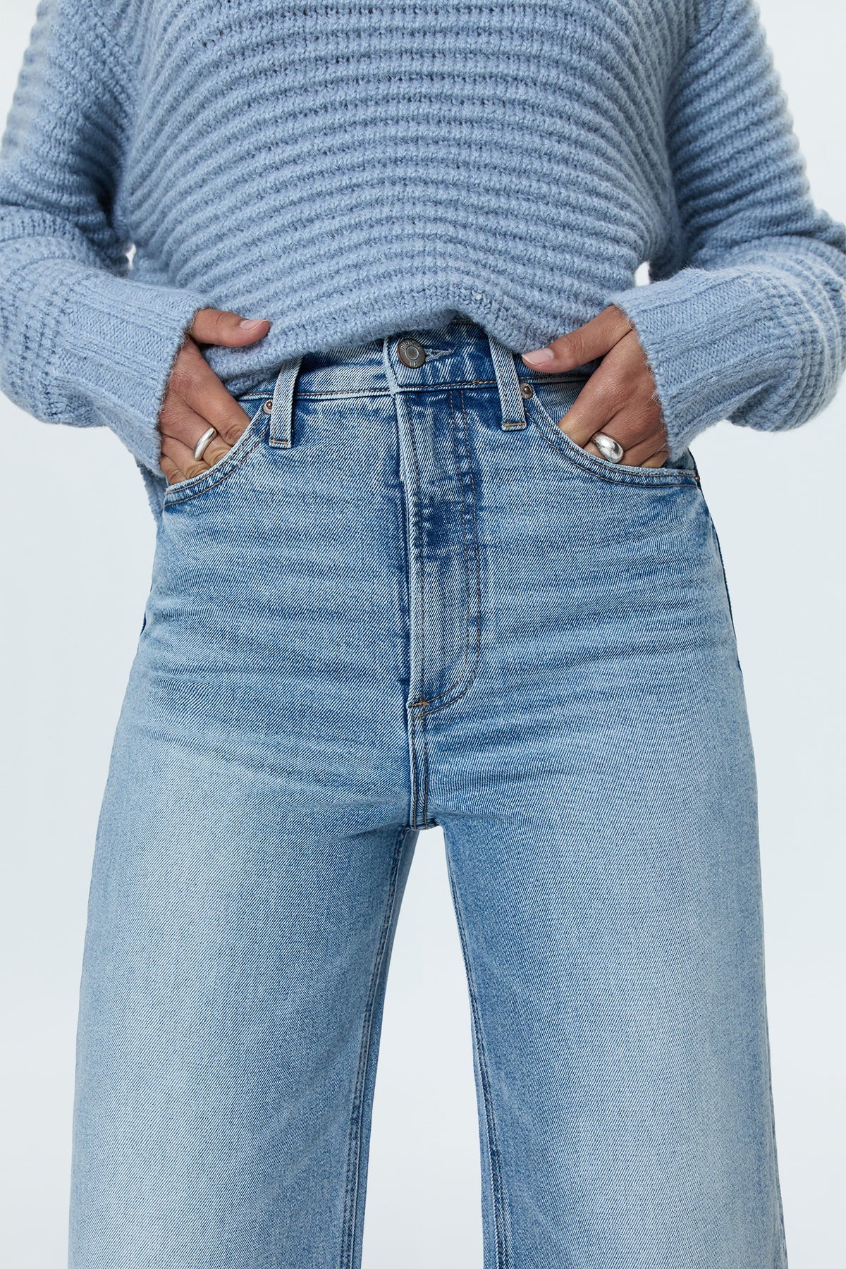 Pistola Lana High Rise Ultra Wide Crop Jean with Whiskering in Snowcat | Shop Eleanor