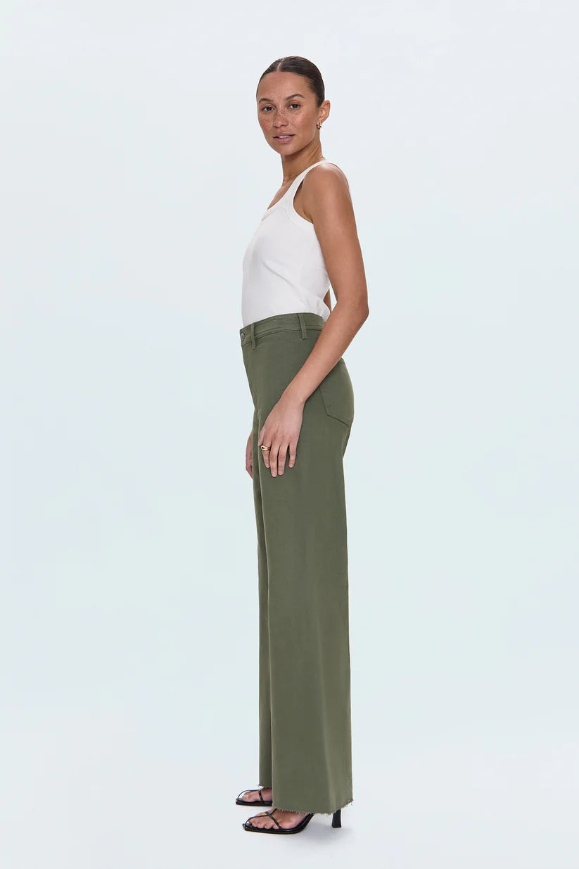 The Pistola Penny High Rise Wide Arched Leg Jean in Meadow | Shop Eleanor