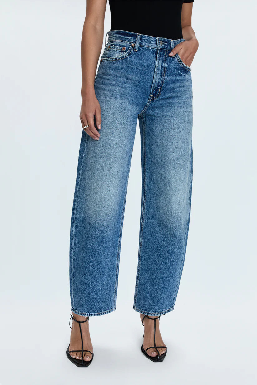 Pistola Wes High Rise Barrel Jeans in Mid-wash Denim | Shop Eleanor - Women's Designer Apparel