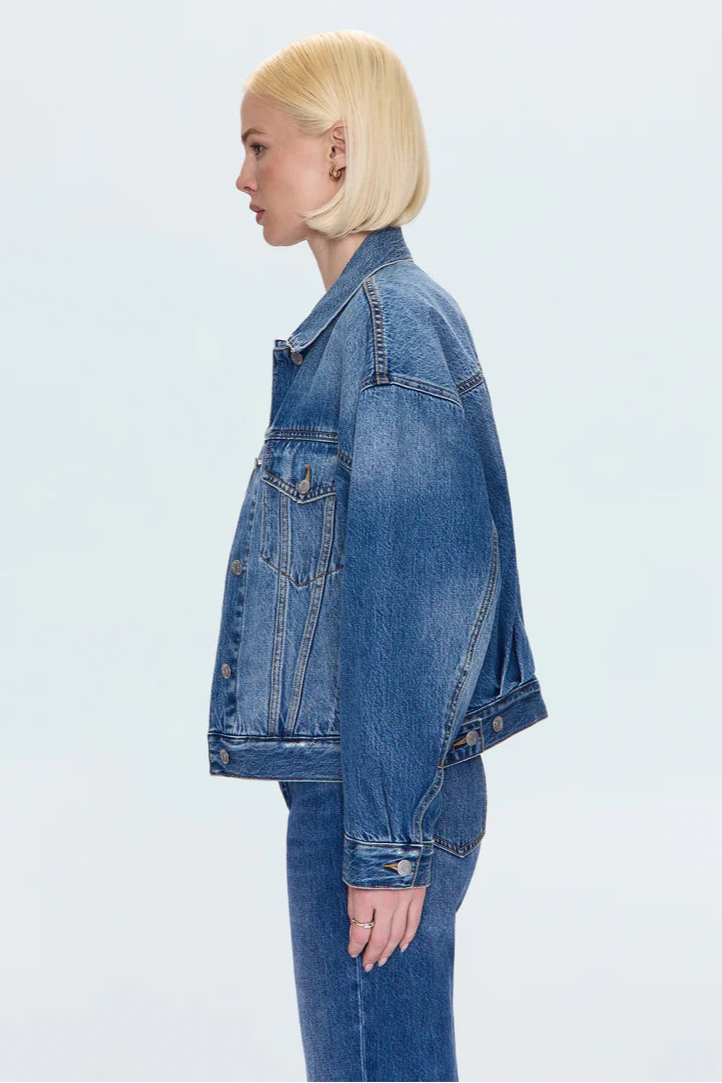 Pistola Harley Blue Denim Jacket with Fading | Shop Eleanor - Women's Colorado Casual Clothing Boutique