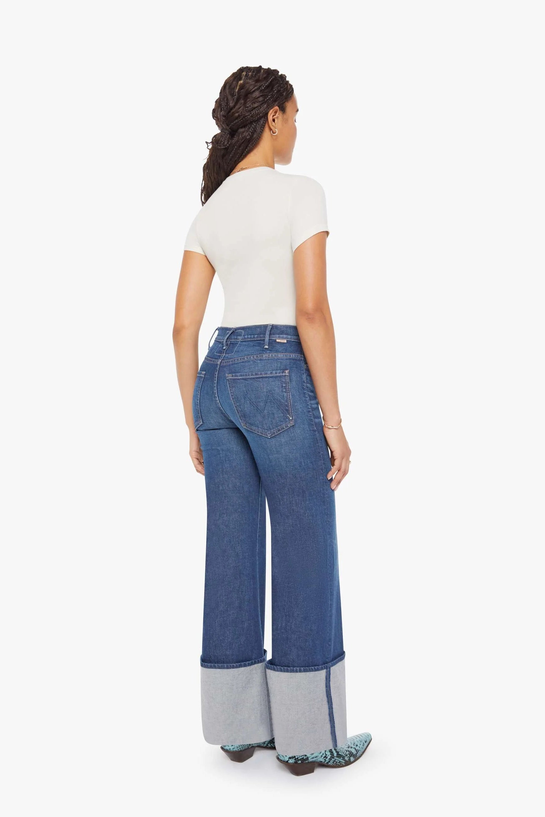 extra wide cuff indigo denim jeans | Shop Eleanor - Women's fall apparel in Colorado