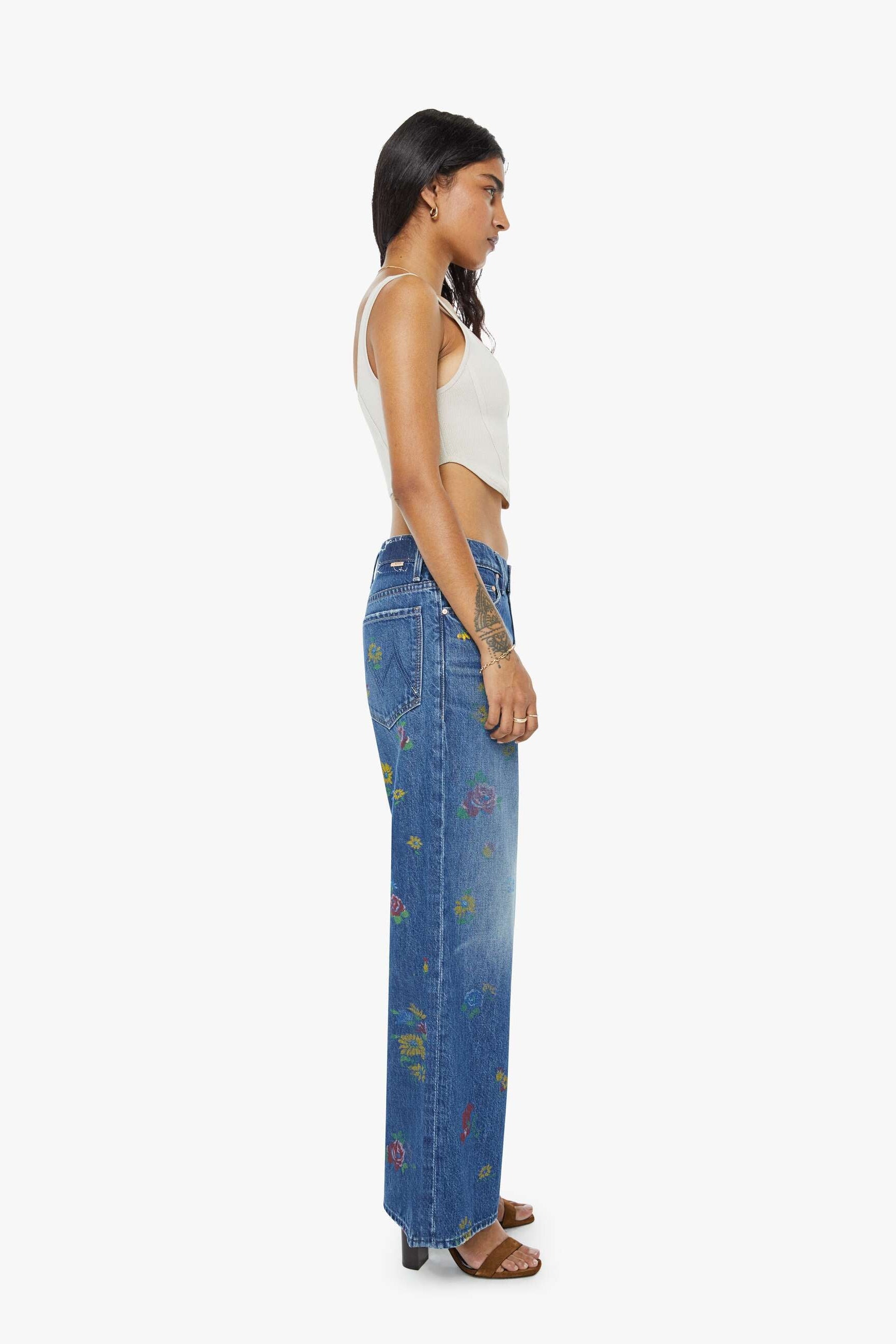 Mother Denim Lil Rerun Zip Sneak in Field of Flowers | Shop Eleanor