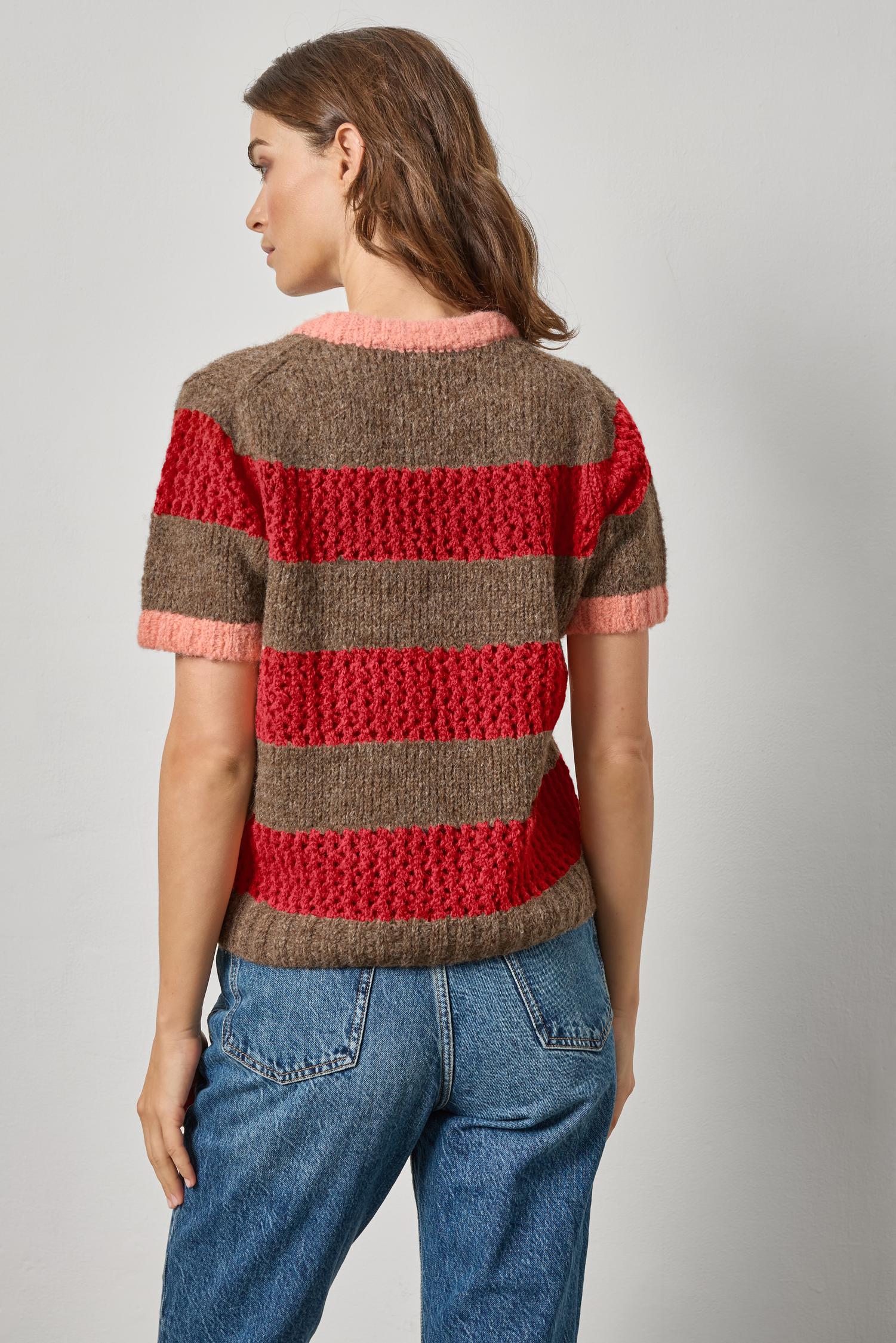 Lilla P Short Sleeve Stripe Alpaca Yarn Sweater | Shop Eleanor - Women's Sweater