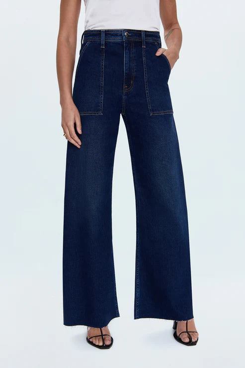 Dark wash high-rise wide-leg denim jeans | Shop Eleanor