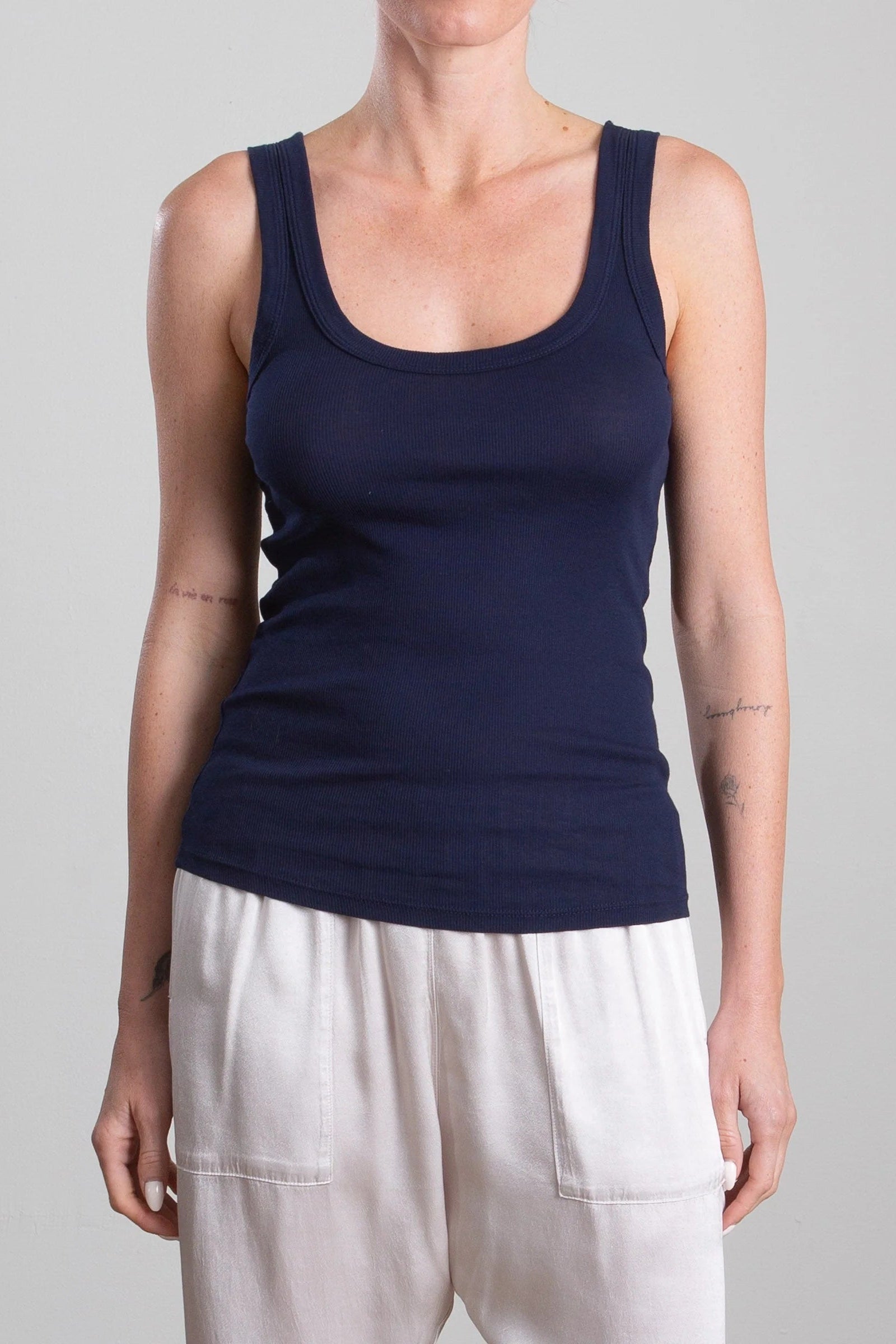 Pharaoh Cass Lightweight Rib Tank in Midnight | Shop Eleanor