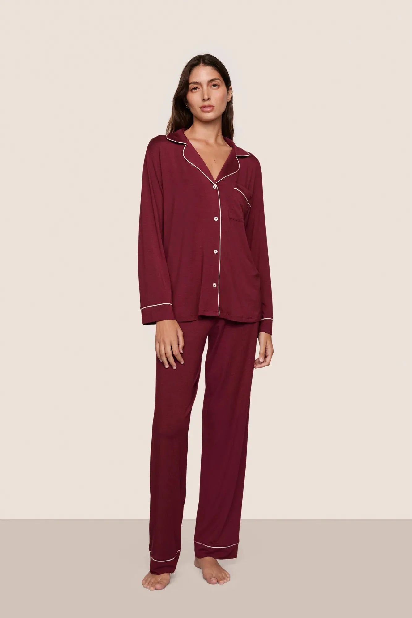 Eberjey Gisele Pajama Set in Bordeaux | Shop Eleanor