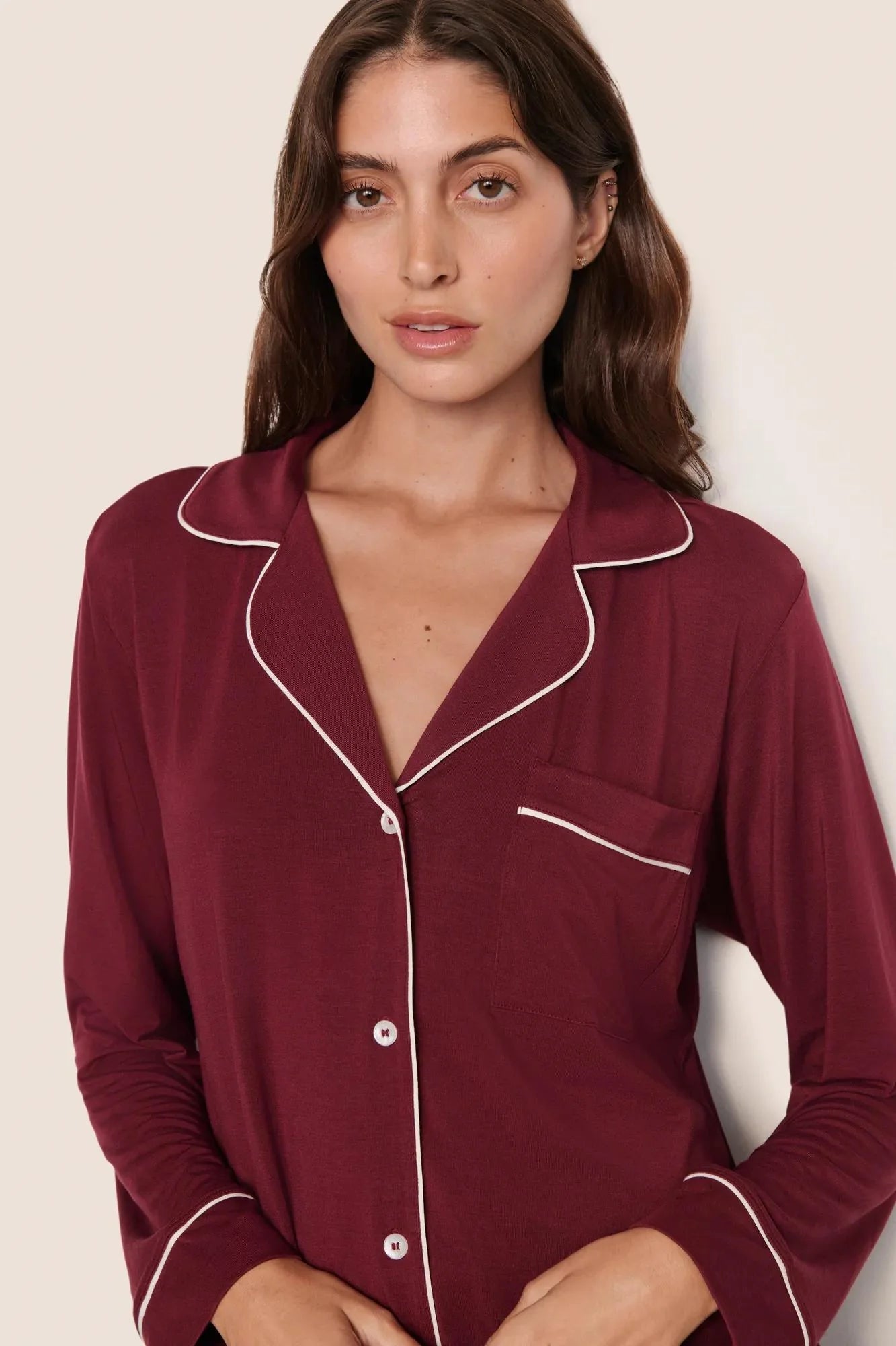 Eberjey Gisele Pajama Set in Bordeaux | Shop Eleanor - Women's Elevated Loungewear