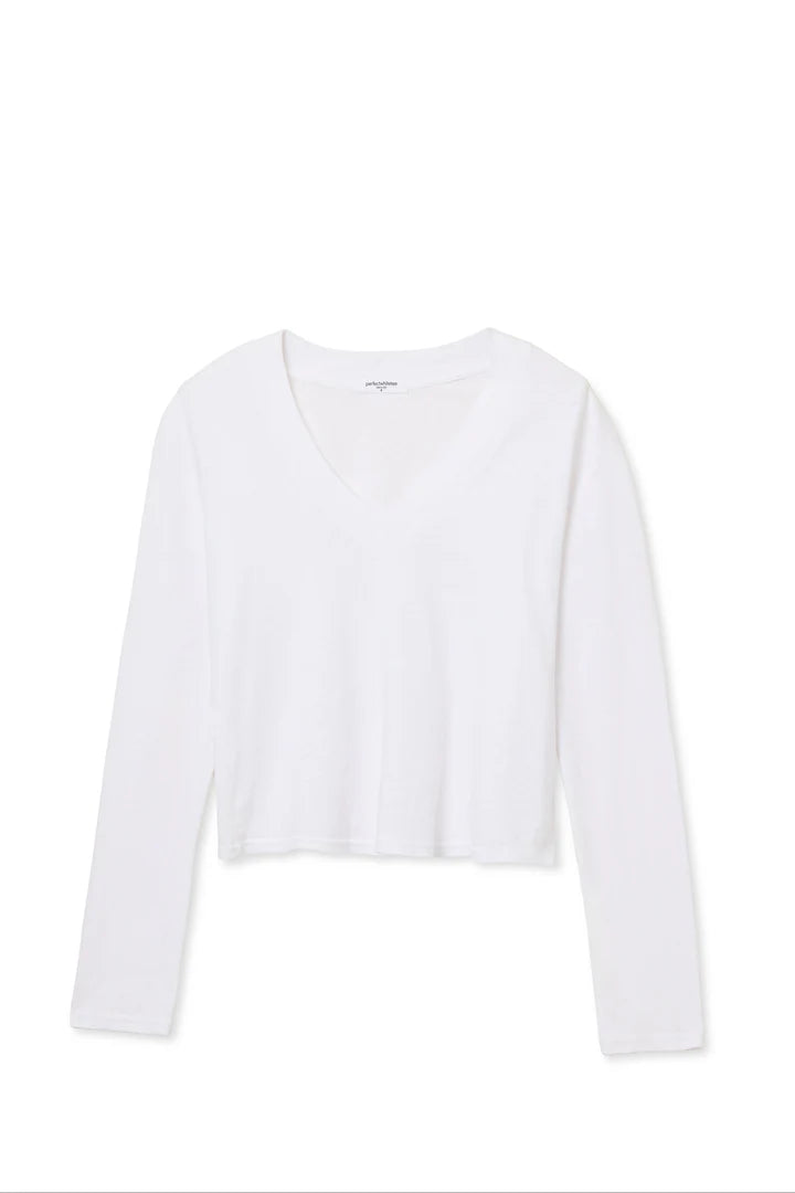 Fiona Long Sleeve V-Neck Shirt - White