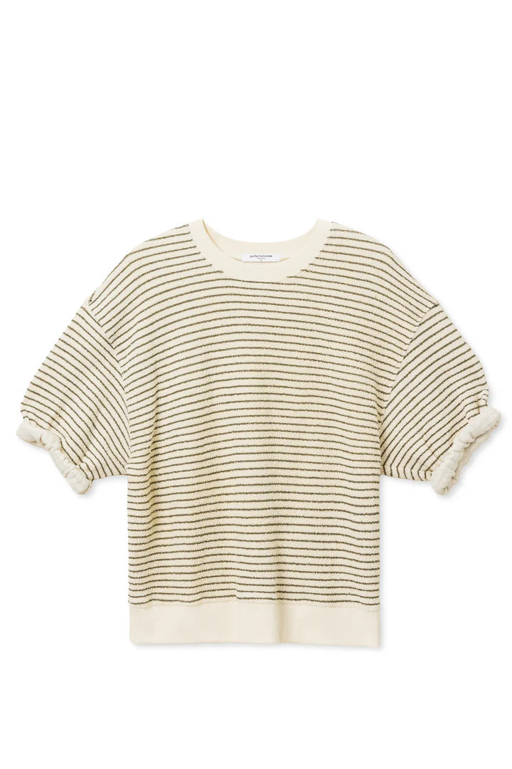 perfectwhitetee Rebecca Sweatshirt in Green Stripe | Shop Eleanor