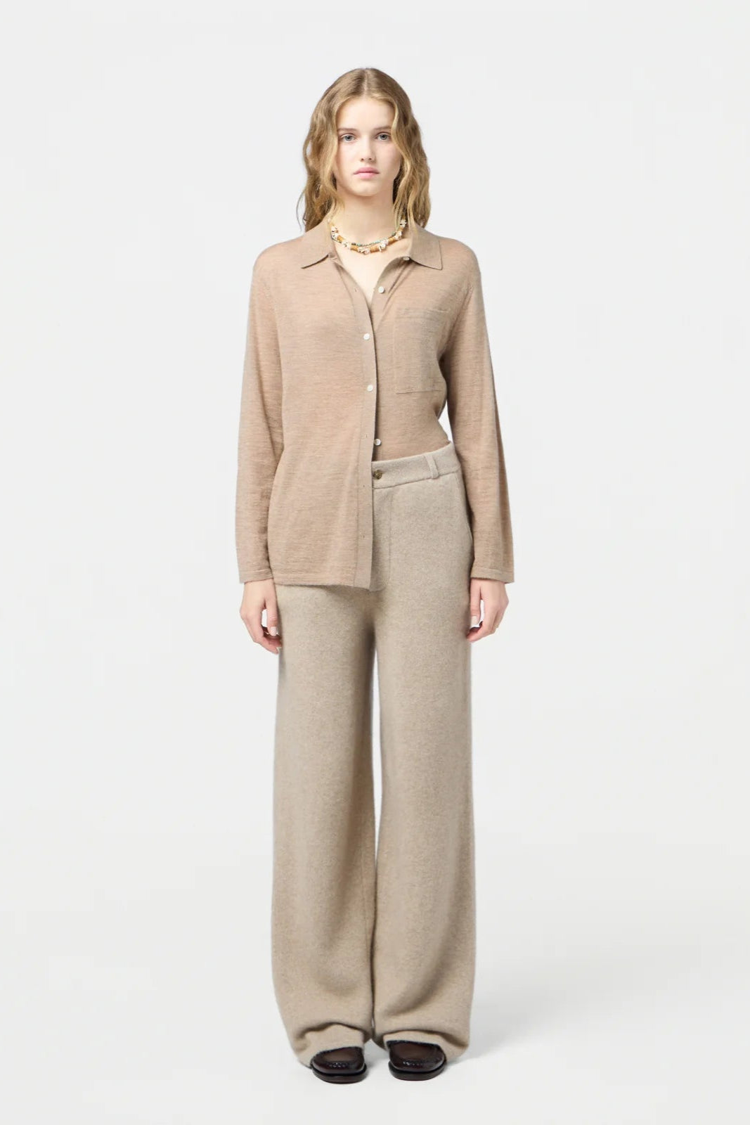 Guest in Residence Showtime Cashmere Button-down Shirt in Taupe | Shop Eleanor - Women's Designer Clothing Boutique in Colorado