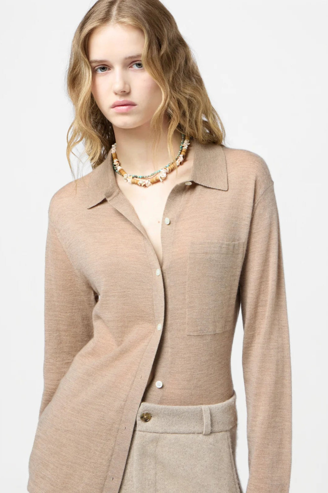 Guest in Residence Showtime Button-down Shirt in Taupe | Shop Eleanor